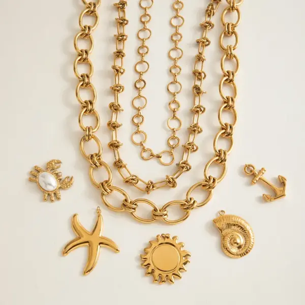 PVD Coated Real Gold Plated Geometric 316 Stainless Steel Simple Style Commute Waterproof Non Tarnish 316 Stainless Steel Chain Necklace