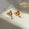 Wholesale PVD Coated Real Gold Plated 18K Gold Heart Shape 304 Stainless Steel IG Style Simple Style Waterproof Non Tarnish Drop Earrings