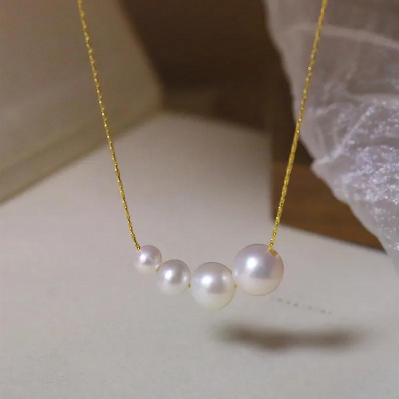 Wholesale PVD Coated Real Gold Plated 18K Gold Pearl 304 Stainless Steel Simple Style Waterproof Non Tarnish 304 Stainless Steel Necklace