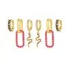 Wholesale Cute Sweet Geometric Brass Plating Inlay Zircon 18k Gold Plated Silver Plated Drop Earrings