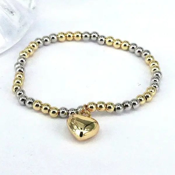 Wholesale Fashion Heart Shape Copper Gold Plated Bracelets In Bulk
