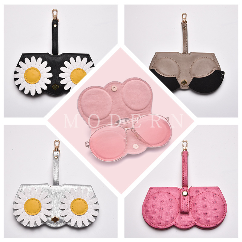 Wholesale Glasses clip soft bag girl cute rtable sunglasses frame protective case glasses bag anti-pressure sunglasses storage bag