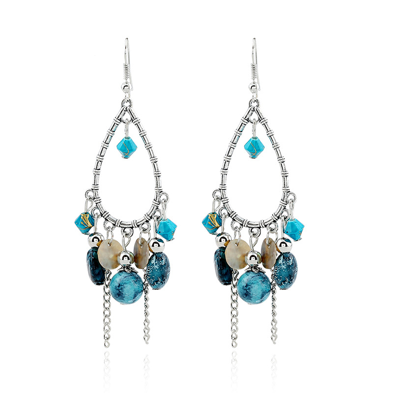 Wholesale European and American pular Handmade Creative Vintage Carved Earrings Water op Beads Tassel Ear Hook Earrings Earrings Stud