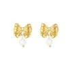 Wholesale 1 Pair Ig Style Sweet Bow Knot Plating Inlay Titanium Steel Pearl Earrings