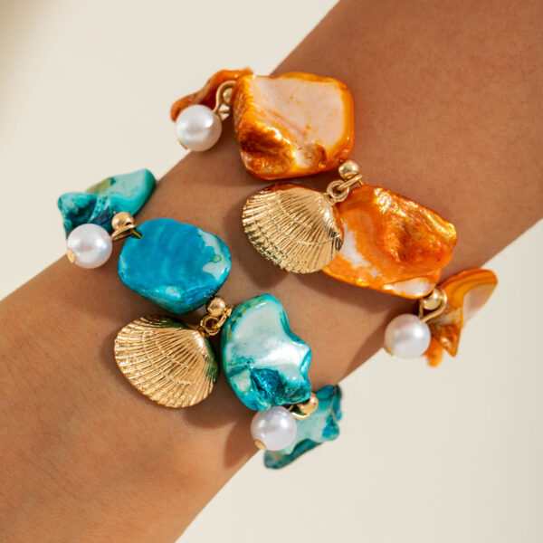 Wholesale Europe and the United States cross-border ins ocean wind shell starfish bracelet shaped imitation pearl pendant bracelet jewelry