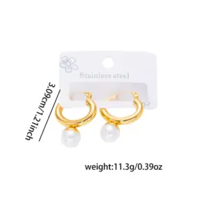 Pearl Titanium Steel Ear Buckle Earrings
