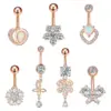 Wholesale Fashion Heart Shape Flower Butterfly Stainless Steel Plating Inlay Zircon Belly Ring 1 Piece
