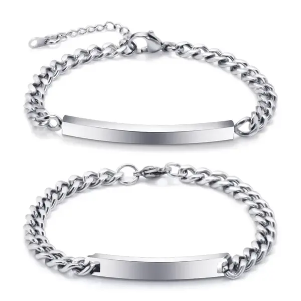 Wholesale Hip Hop Style Rectangle Stitching Chain Titanium Steel Id Bracelet