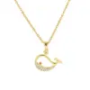 Wholesale Copper 18K Gold Plated Cute Plating Hollow Out Inlay Whale Zircon Pendant Necklace