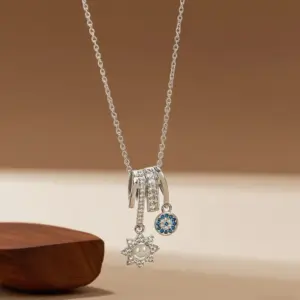 X08294 [Copper Pendant] Sunflower - Necklace - / Silver