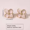 304 Stainless Steel Plastic Flower Electroplating Imitation Gold Fairy Style Cute Sweet Ear Studs