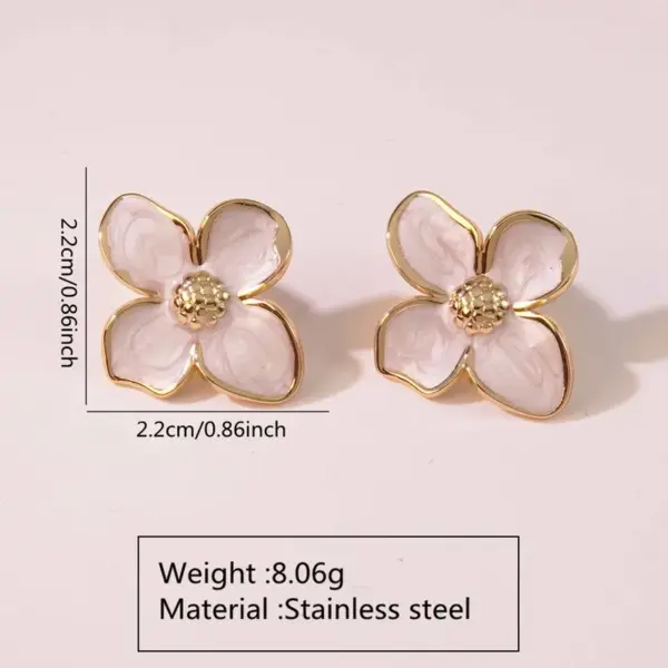 304 Stainless Steel Plastic Flower Electroplating Imitation Gold Fairy Style Cute Sweet Ear Studs