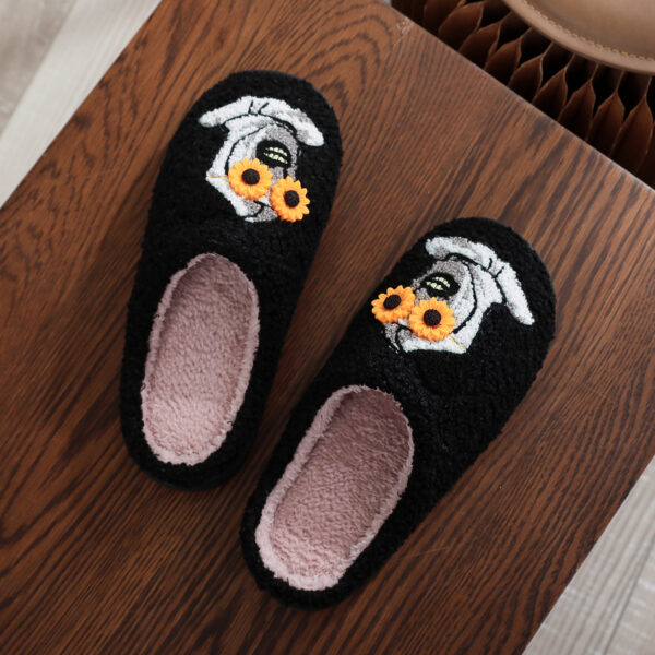 oly-9221f796485ecc40a3f92a3575c5777a Wholesale Halloween Christmas Horror Night Horror Clown Embroidered Cotton Slippers Men's and Women's Autumn and Winter Plaid Wool Slippers Cross-Border