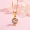 304 Stainless Steel Glass Heart Shape Ion Plating (IP) Artificial Rhinestones 18K Gold Plated Vintage Style French Style Classic Style Waterproof Non Tarnish Inlay Cable Chain Multicolor-Golden Yellow Pendant Necklace Necklace