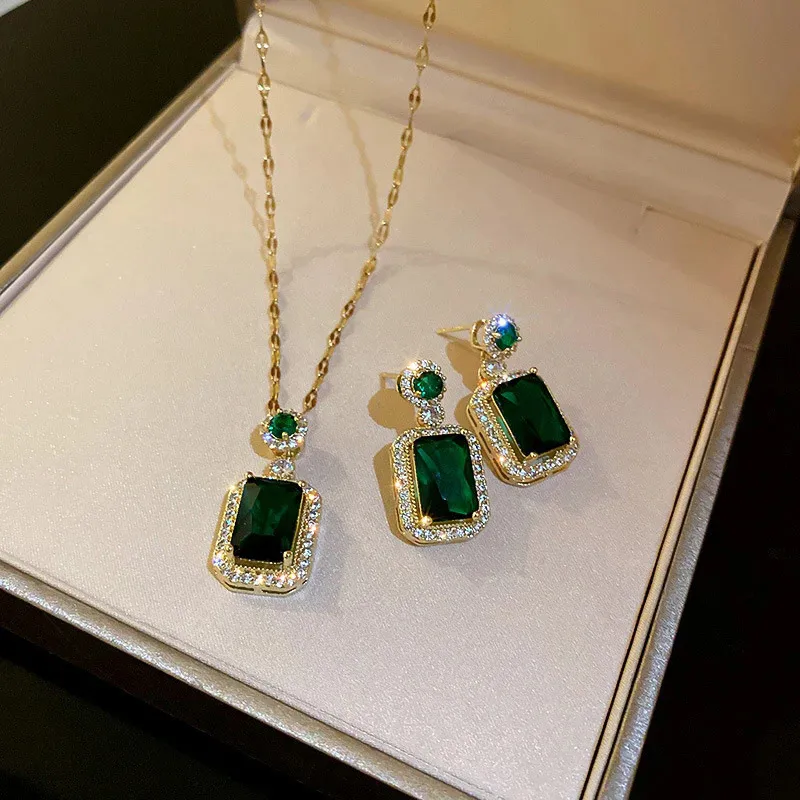Wholesale Copper Shiny Simple Style Plating Inlay Rectangle Zircon Necklace Earrings Rings