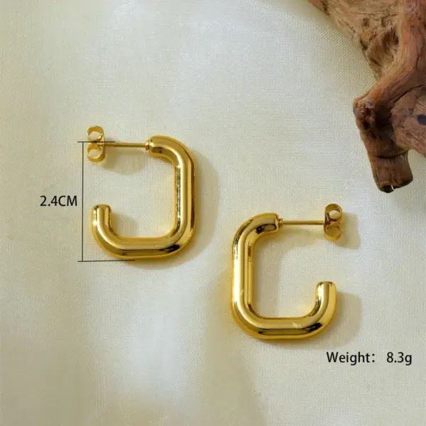 Electroplating Golden Plated Irregular 304 Stainless Steel Elegant Earrings