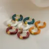 1 Pair French Style U Shape Enamel 304 Stainless Steel Earrings