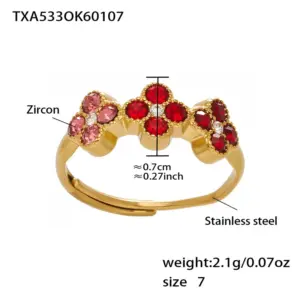 TXA533-Red Zircon Ring-No. 7