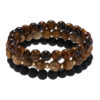 Wholesale Cross-Border Men's Hand Jewelry, Simple and Versatile 8mm Black Frosted Tiger Eye Picture Stone Elastic Set Stacking Bracelet for Men