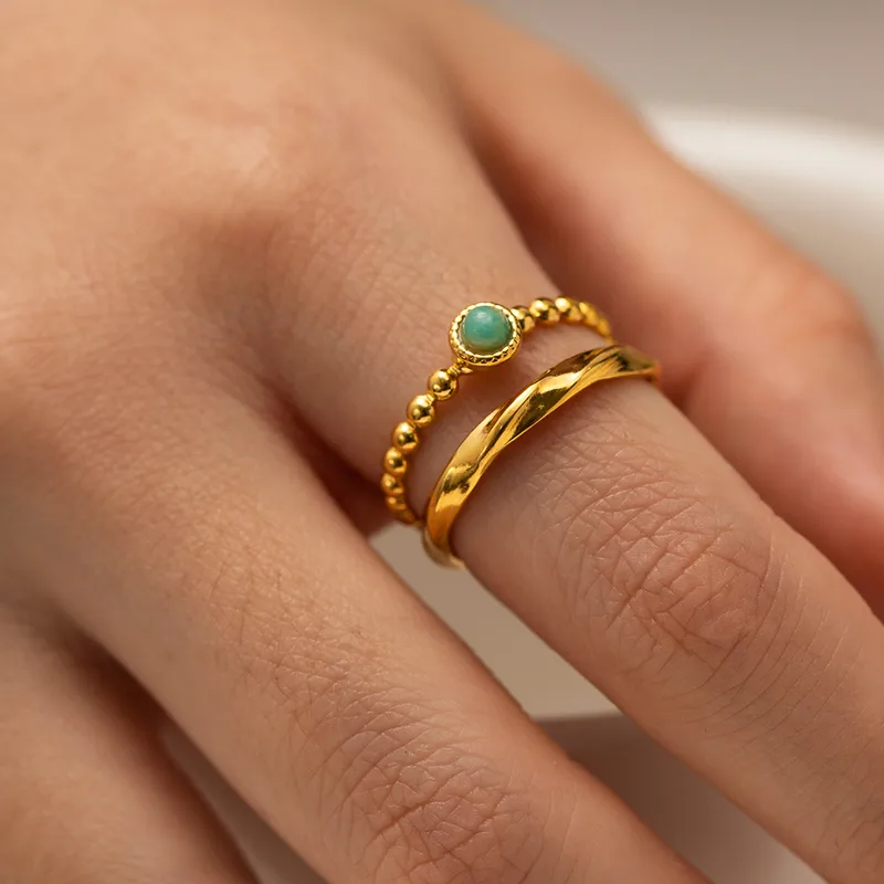 PVD Coated Real Gold Plated 18K Gold Geometric 304 Stainless Steel IG Style Modern Style Waterproof Non Tarnish Open Rings