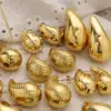 304 Stainless Steel Water oplets PVD Coated 18K Gold Real Gold Plated Retro Roman Style Waterproof Non Tarnish Plating Ear Studs