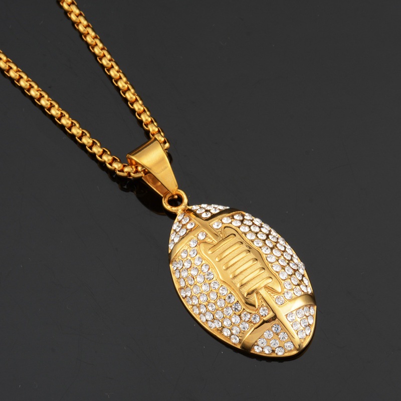 Wholesale Rugby Titanium Steel Long Necklace