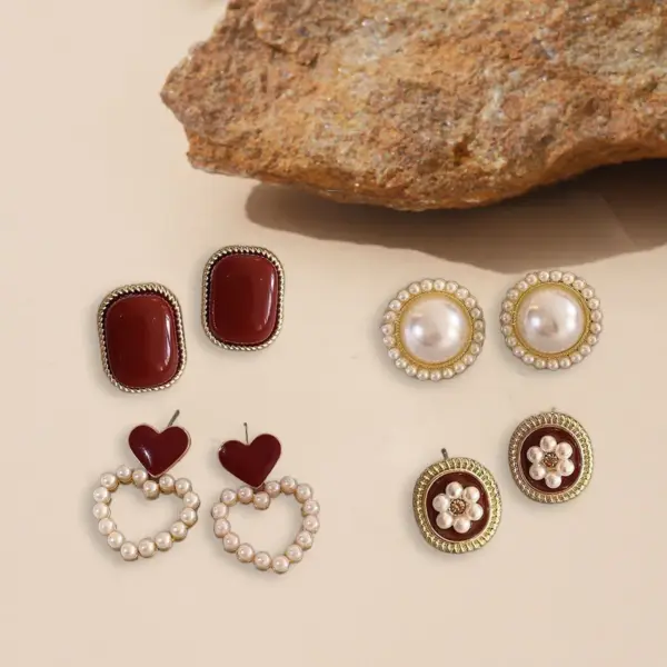 Wholesale 1 Pair Elegant Heart Shape 304 Stainless Steel 18K Gold Plated Drop Earrings Ear Studs