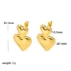 PVD Coated Real Gold Plated Heart Shape Titanium Steel Elegant Sweet Waterproof Non Tarnish Drop Earrings