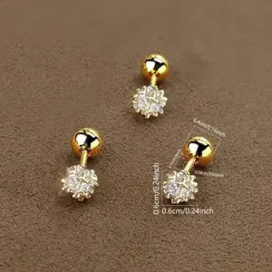 Wholesale 18K Gold Plated 304 Stainless Steel PVD Coated Zircon Solid Color Waterproof Non Tarnish Surgical Steel Streetwear Cartilage Earrings For Women's
