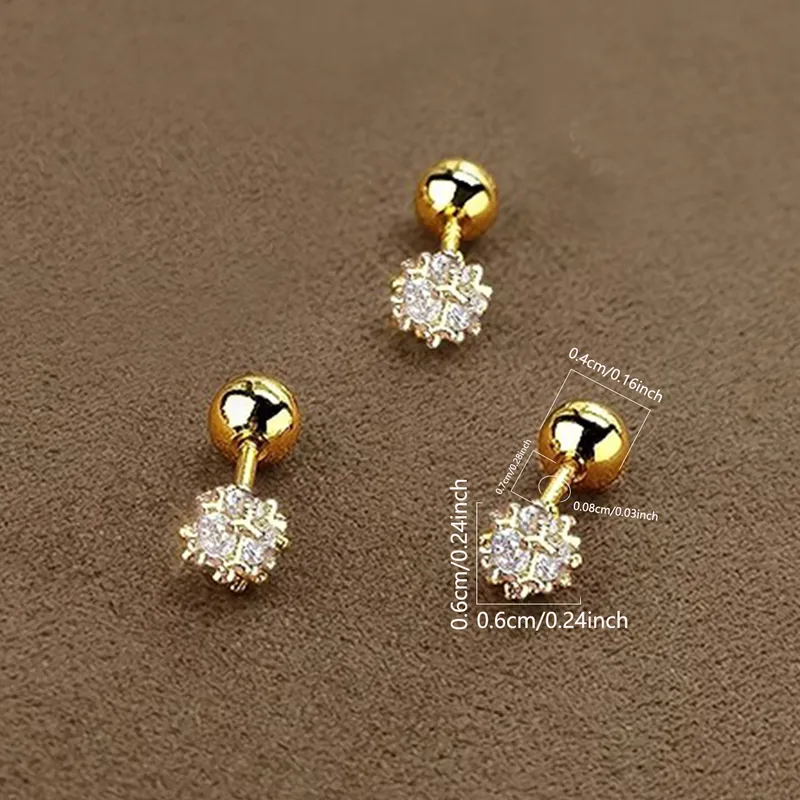 Wholesale 18K Gold Plated 304 Stainless Steel PVD Coated Zircon Solid Color Waterproof Non Tarnish Surgical Steel Streetwear Cartilage Earrings For Wo