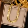 PVD Coated Real Gold Plated 18K Rose Solid Color 304 Stainless Steel Streetwear Waterproof Non Tarnish Layered Necklaces