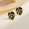 Wholesale Stainless Steel 18K Gold Plated Irregular Leaf Oil Drop Earrings Fashionable Casual Elegant Cute Novelty Design For All Seasons