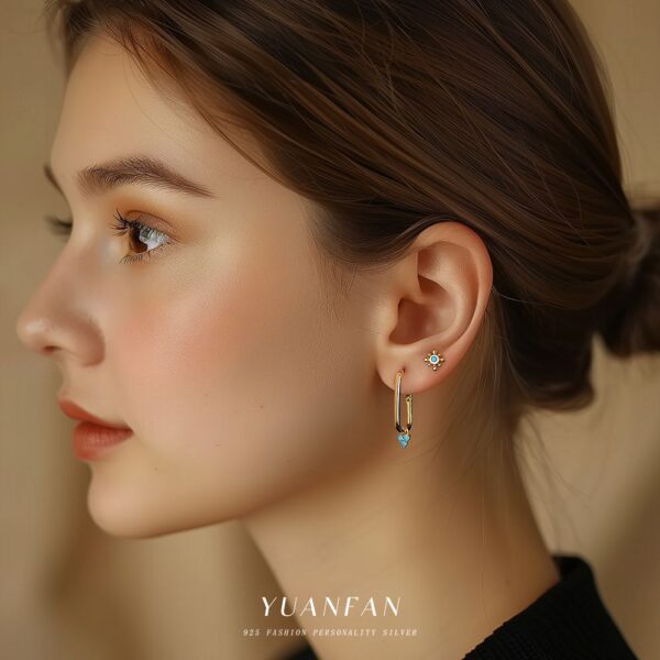 Wholesale S925 Sterling Sier Turquoise Retro Earrings Luxury Earrings