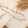 Wholesale Bohemian Heart Shape Eye Stainless Steel Natural Stone Beaded Plating 18K Gold Plated Necklace