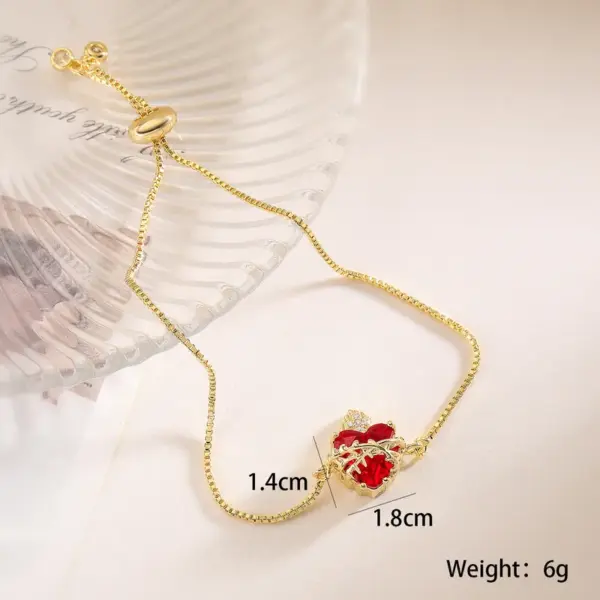 Wholesale Jewelry Vintage Style Classic Style Heart Shape Copper Zircon 18K Gold Plated Bracelets Box Chain