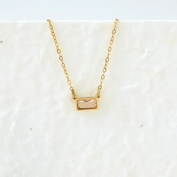 oly-92514865b40128176e1d2f7e3cba00e1 Wholesale PVD Coated 18K Gold Plated Rectangle 304 Stainless Steel IG Style Modern Style Classic Style Waterproof Non Tarnish 304 Stainless Steel Lobster Trier Clasp Closure Pendant Necklace