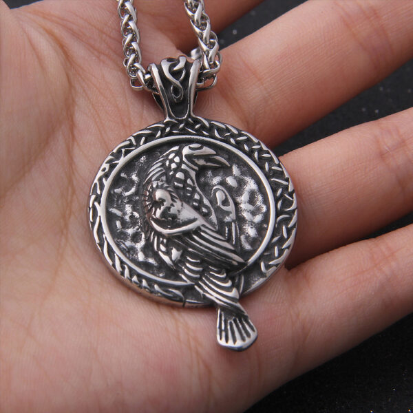 oly-9254f46b95cb84273e3920e41ecec4fc Wholesale Nordic Viking Crow Amulet pendant necklace black bird Celtic Eagle men vintage jewelry