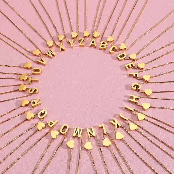 Wholesale PVD Coated 18K Gold Plated Letter Titanium Steel Korean Style Waterproof Non Tarnish Necklace