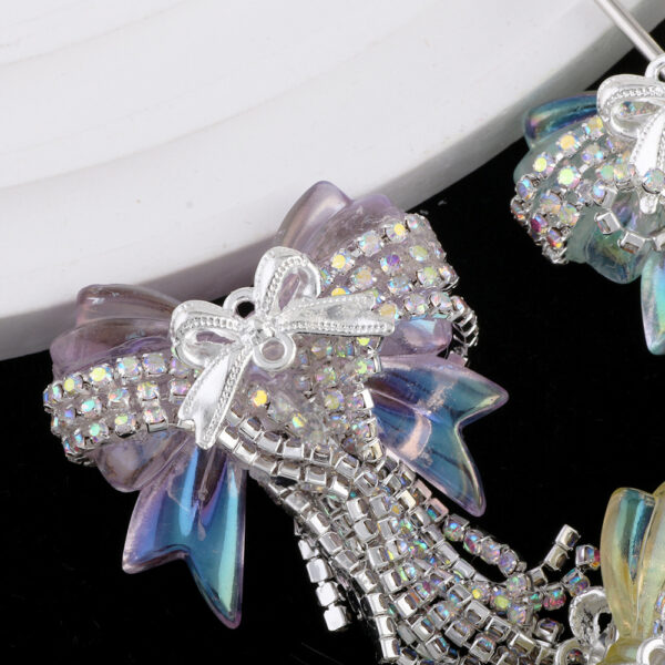 Wholesale Cross-border TK Live Heavy Industry Drill Chain Tassel Bow Diamond Ball Straight Hole Beads DIY Mobile Phone Key Chain Necklace Accessories