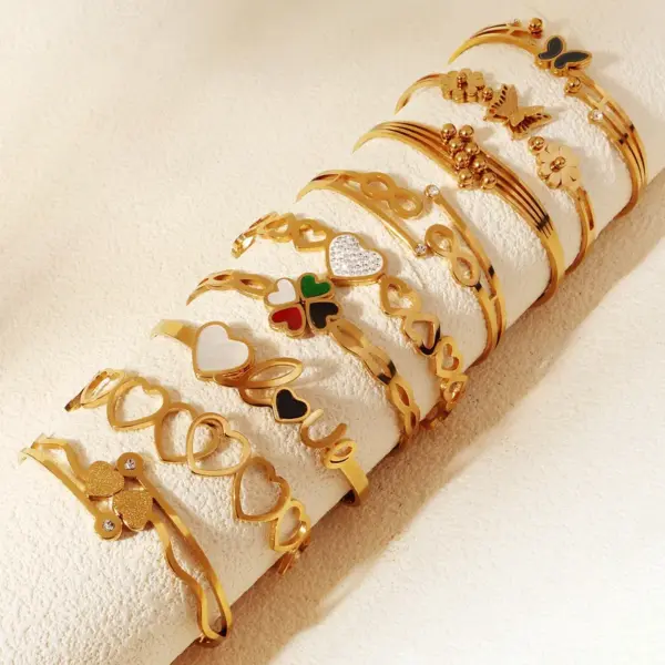 Wholesale Elegant Lady Letter Heart Shape Butterfly 304 Stainless Steel Bangle In Bulk