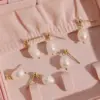 Wholesale PVD Coated Real Gold Plated 16K Gold White Gold Plated Gold Plating Geometric 304 Stainless Steel Freshwater Pearl Fashion Waterproof Non Tarnish Drop Earrings
