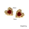 Wholesale 304 Stainless Steel Heart Shape PVD Coated Real Gold Plated 18K Gold French Style Sweet Waterproof Non Tarnish Ear Studs