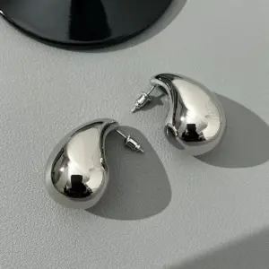 Hollow Hollow Water Drops Earrings-[Xlh212] Double D Steel Color-ZN438S / 18K