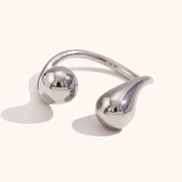 PVD Coated Real Gold Plated 18K Gold Water Droplets Stainless Steel Elegant Simple Style Waterproof Non Tarnish Rings Bracelets