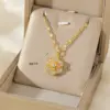 Wholesale 201 Stainless Steel Brass 18K Gold Plated Inlay Rainbow Star Flower Zircon Pendant Necklace