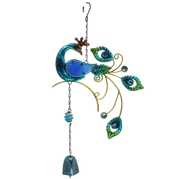 Wholesale Peacock Wind Bell Creative Metal Wind Bell Hanging Glass Painted Garden Balcony Pendant Factory St Cross-border Sply