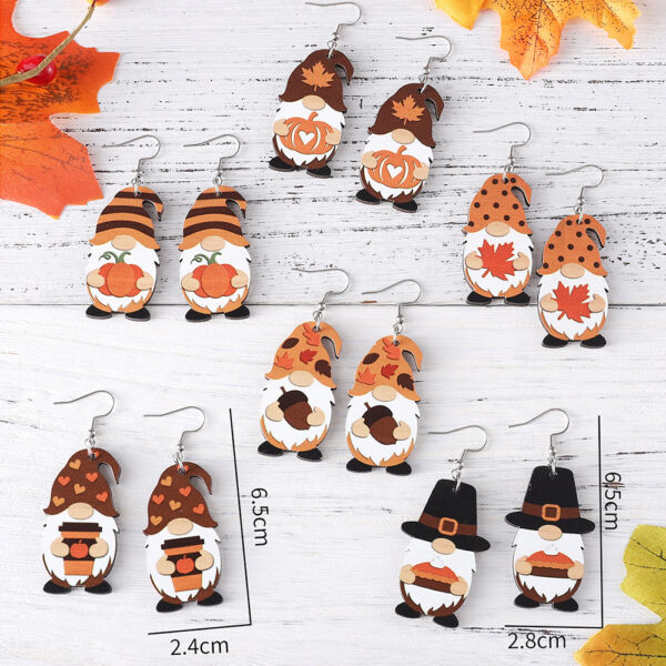 Wholesale Thanksgiving Pendant Wooden Double-Sided Earrings