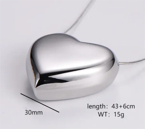 PVD Coated 18K Gold Plated Heart Shape Stainless Steel Simple Style Waterproof Non Tarnish 304 Stainless Steel Pendant Necklace