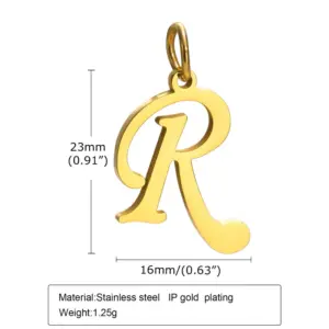 Gold (Single Pendant without Chain) / Letter R