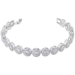 White Gold Color 8.5mm round Diamond Bracelet